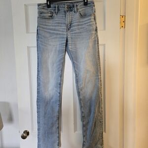 American Eagle Outfitters Slim Straight Airflex Jeans - Light Blue Wash